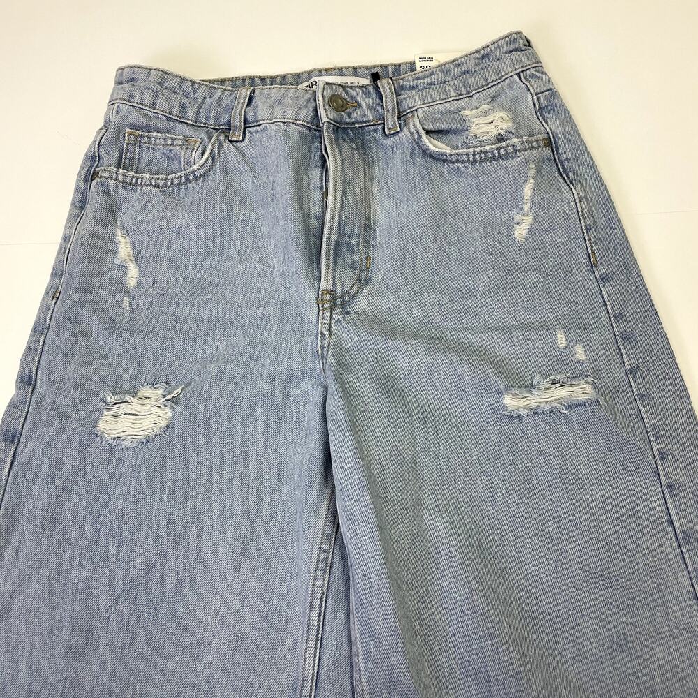 NEW ZARA Wide Leg Low Rise Jeans Size 6 Distressed - Picture 5 of 16